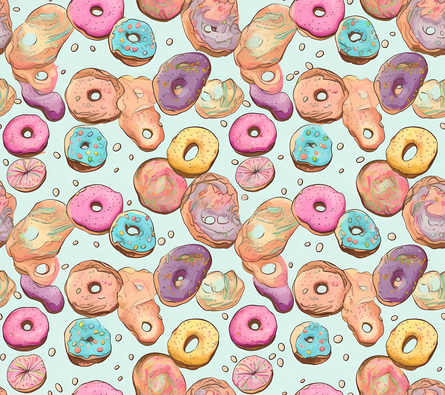 Donut seamless pattern on a light color background #29622