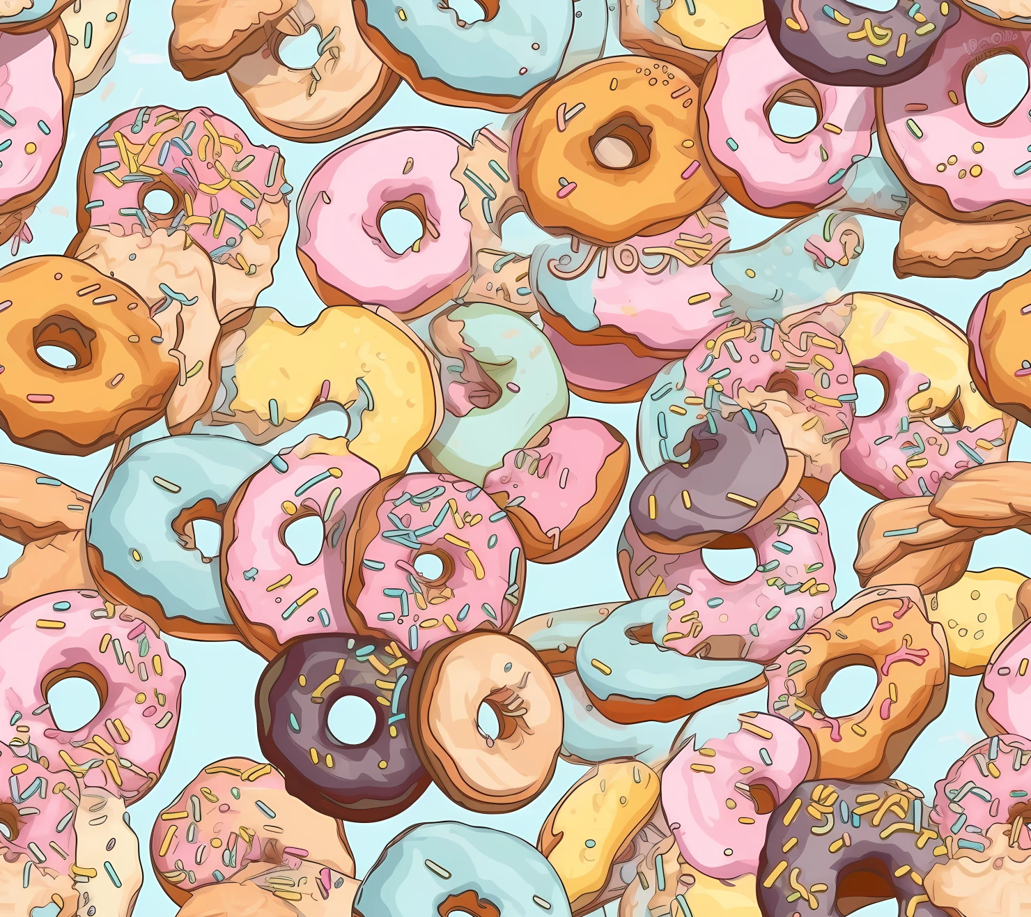 Donut seamless pattern on a light color background #29623