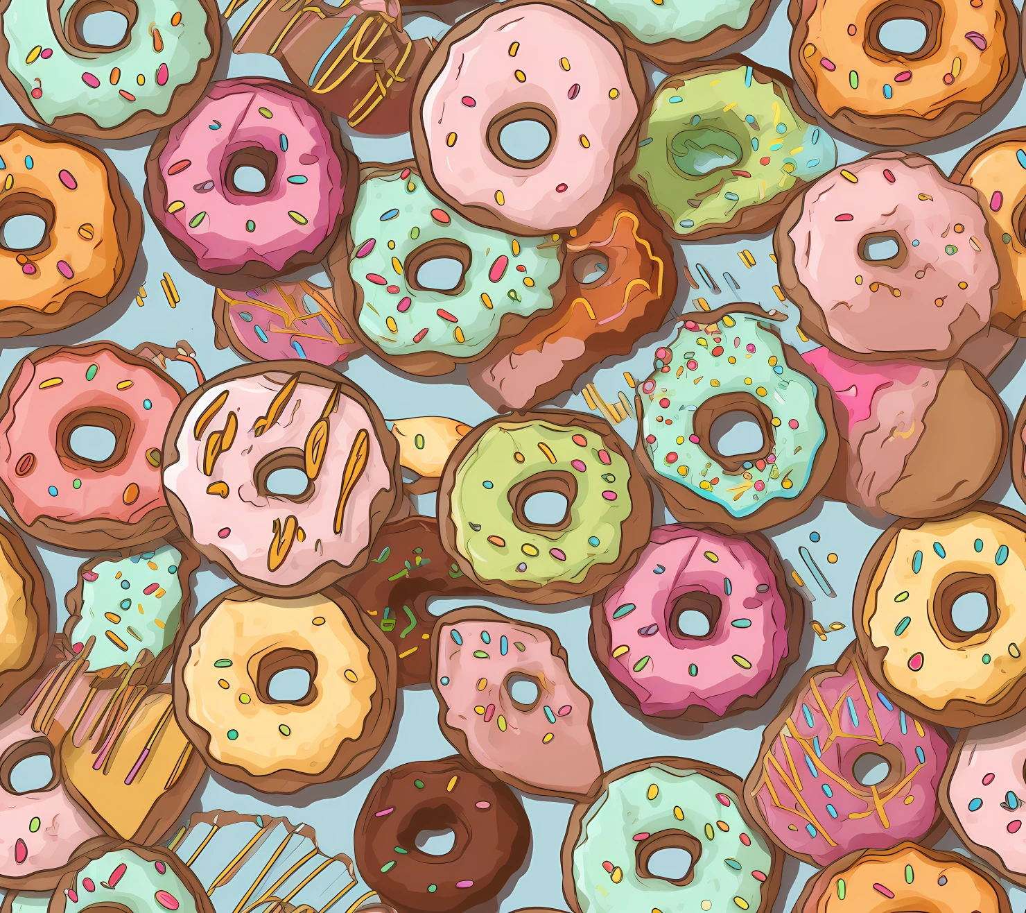 Donut seamless pattern on a light color background #29625