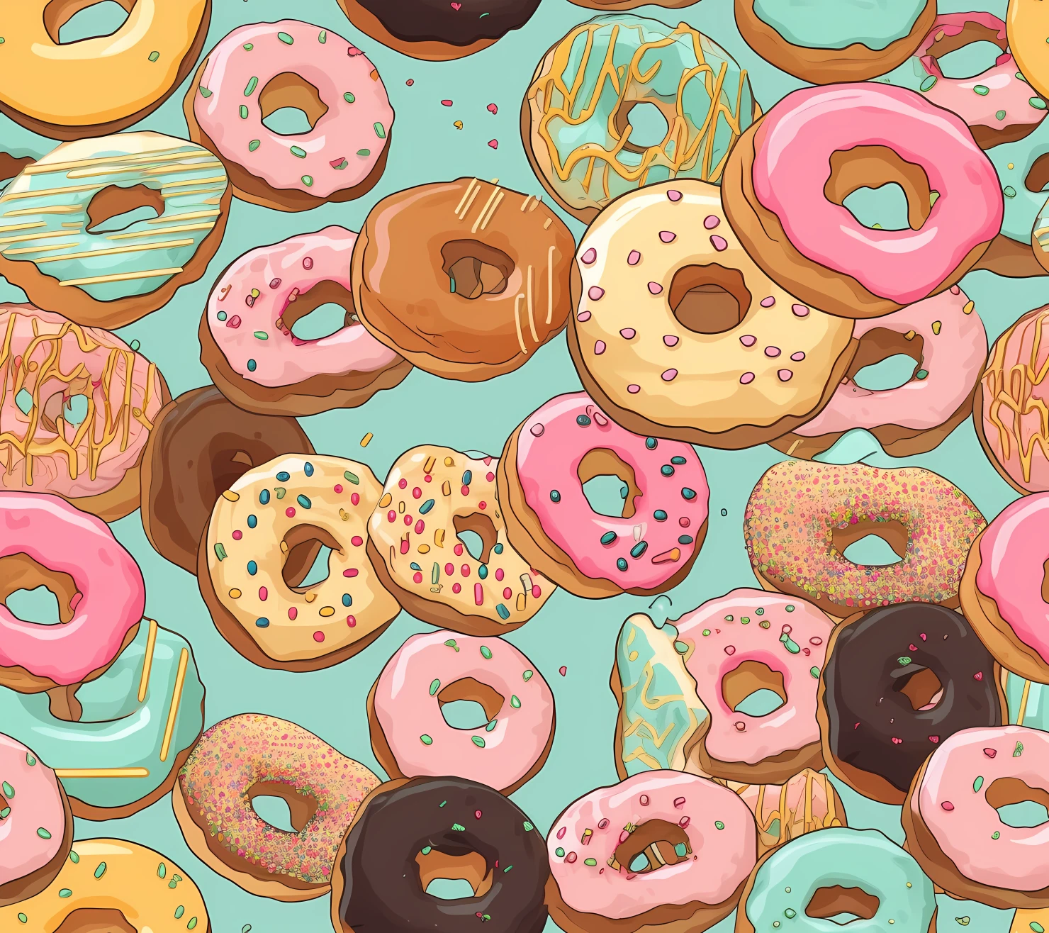 Donut seamless pattern on a light color background #29626
