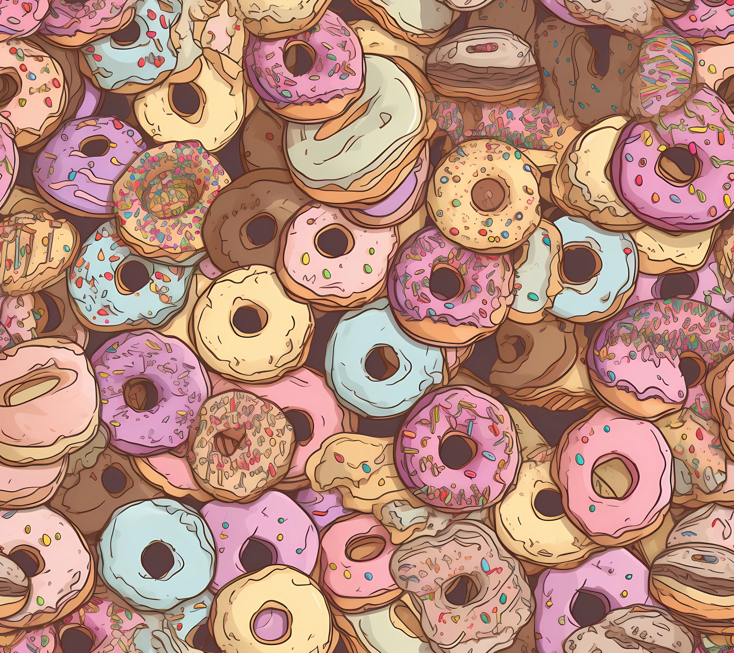 Donut seamless pattern on a light color background #29627
