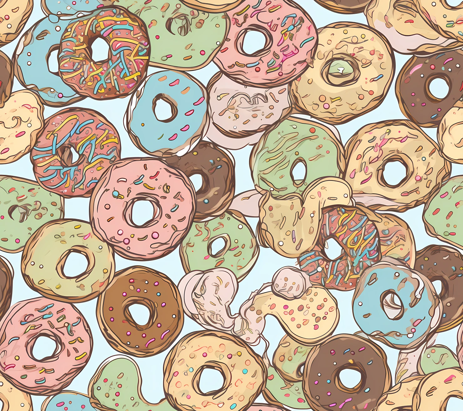 Donut seamless pattern on a light color background #29628