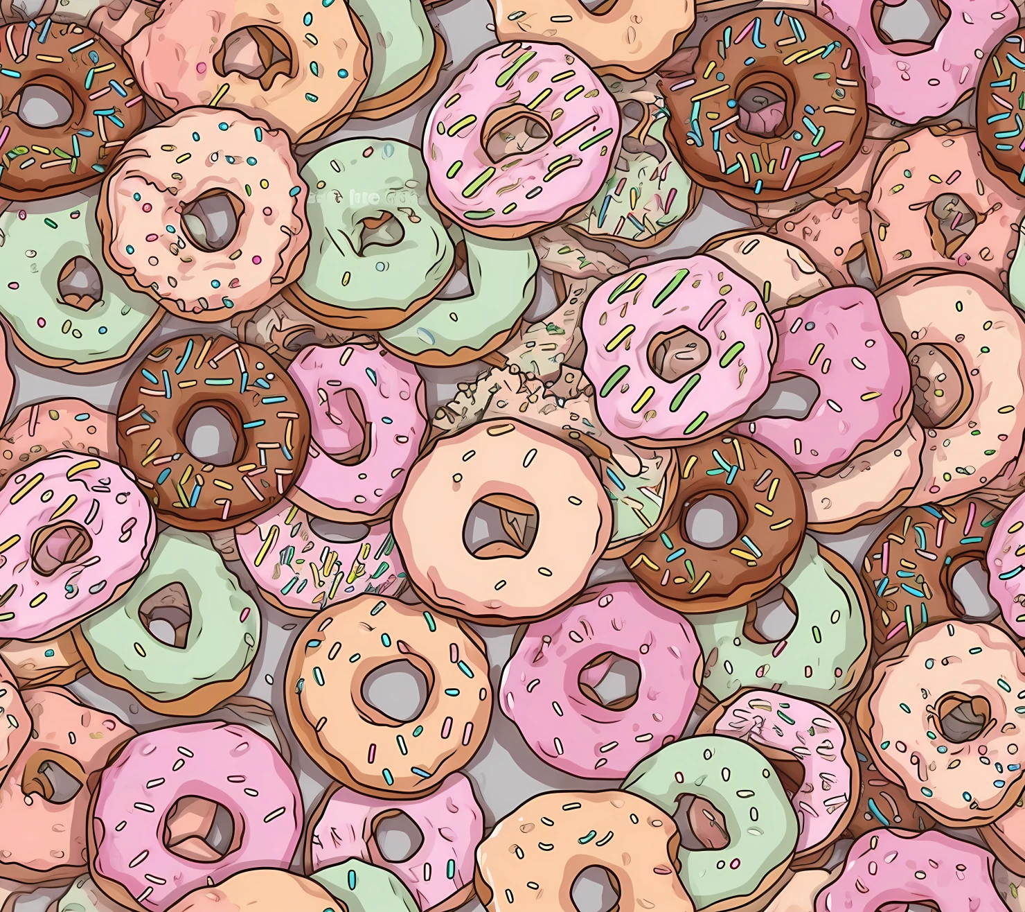 Donut seamless pattern on a light color background #29630