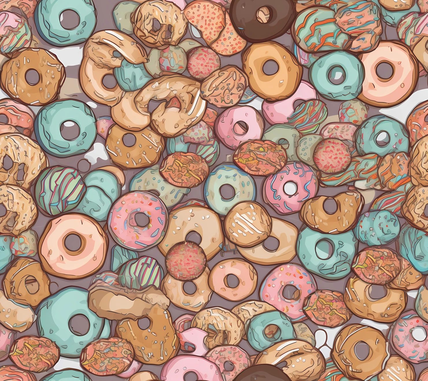 Donut seamless pattern on a light color background #29631
