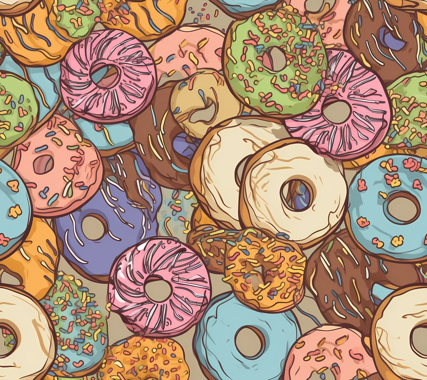 Donut seamless pattern on a light color background #29632