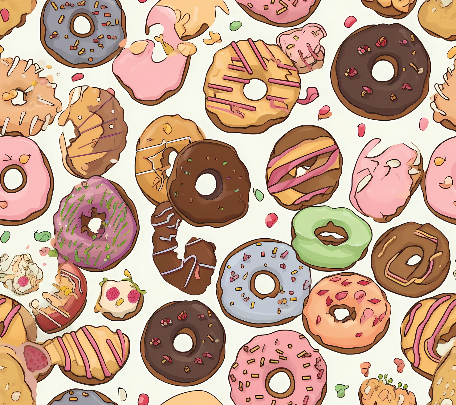 Donut seamless pattern on a light color background #29638