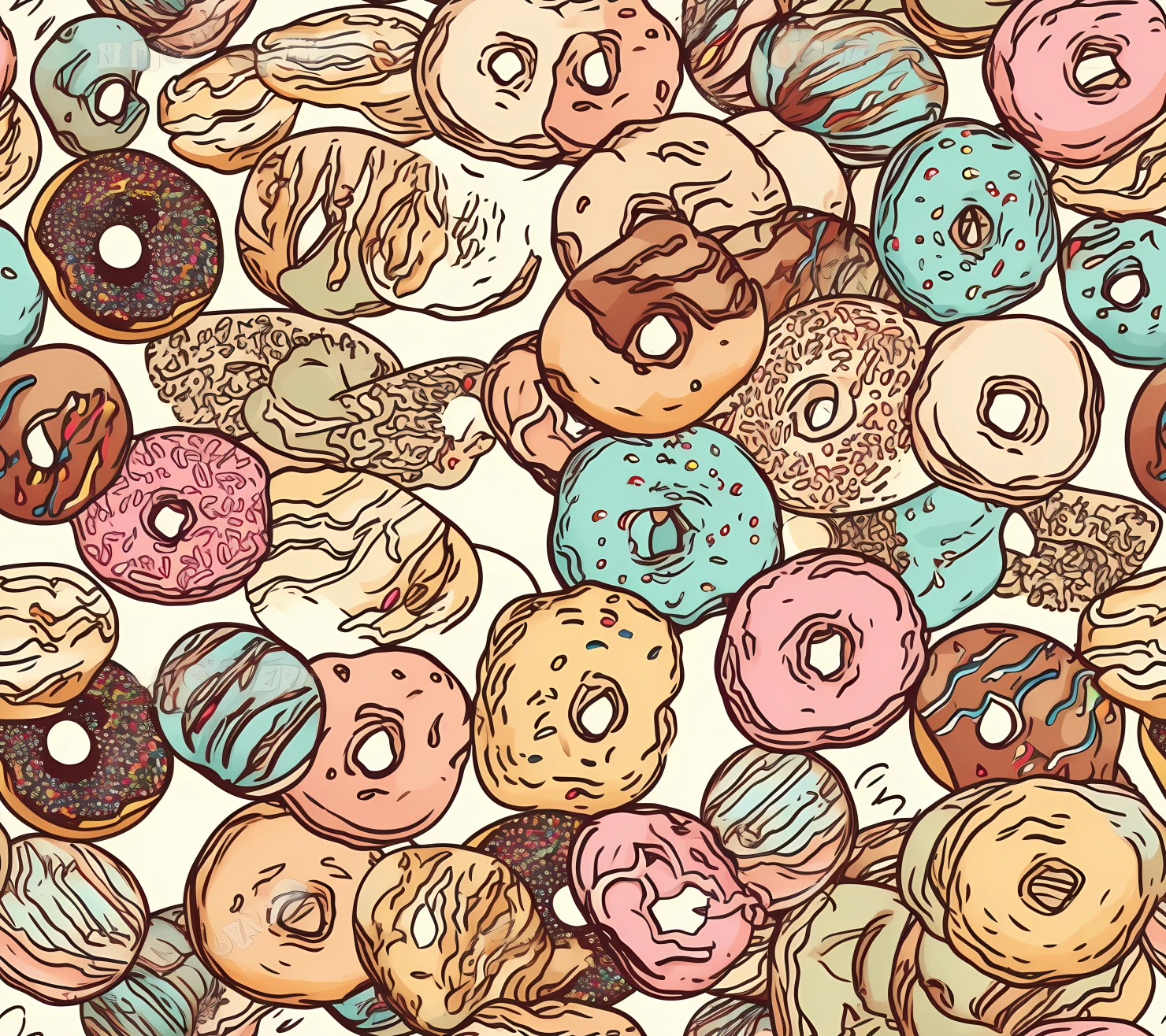 Donut seamless pattern on a light color background #29639