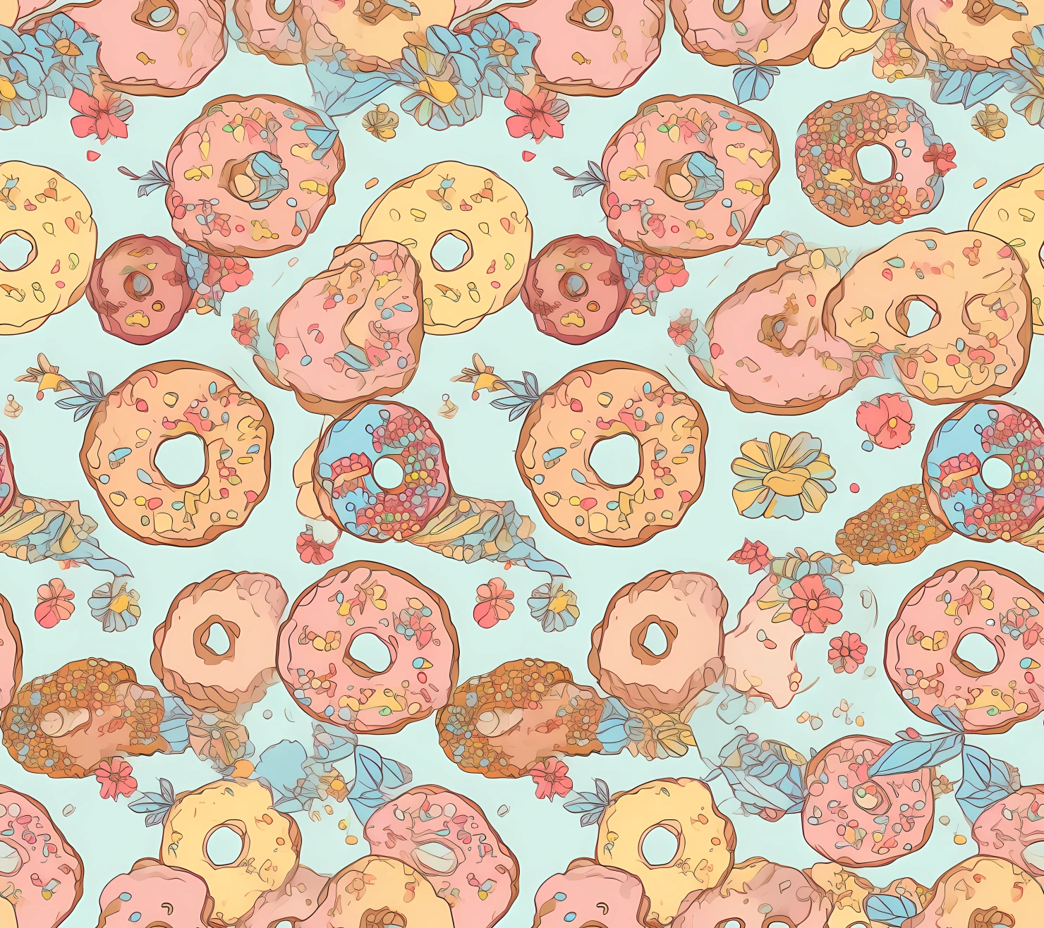 Donut seamless pattern on a light color background #29640