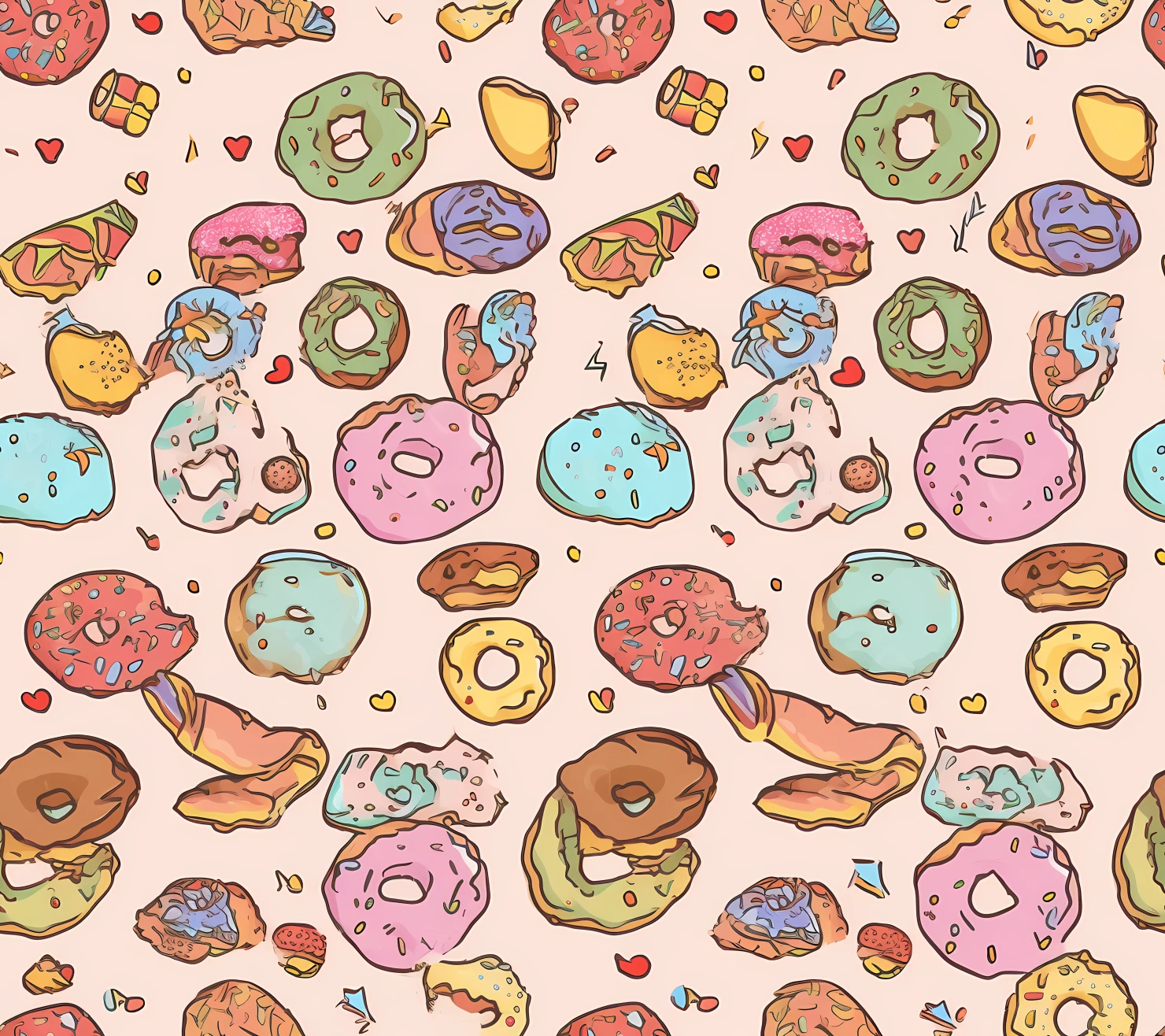 Donut seamless pattern on a light color background #29642