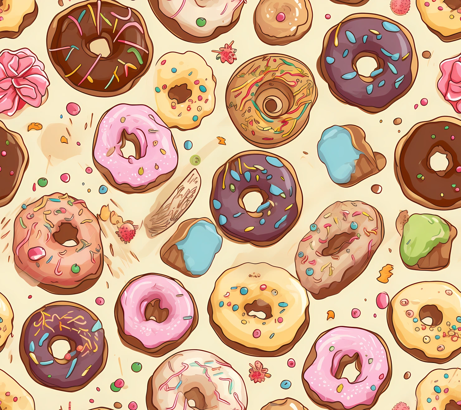 Donut seamless pattern on a light color background #29644