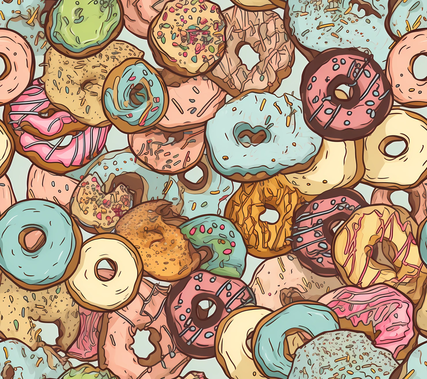 Donut seamless pattern on a light color background #29646
