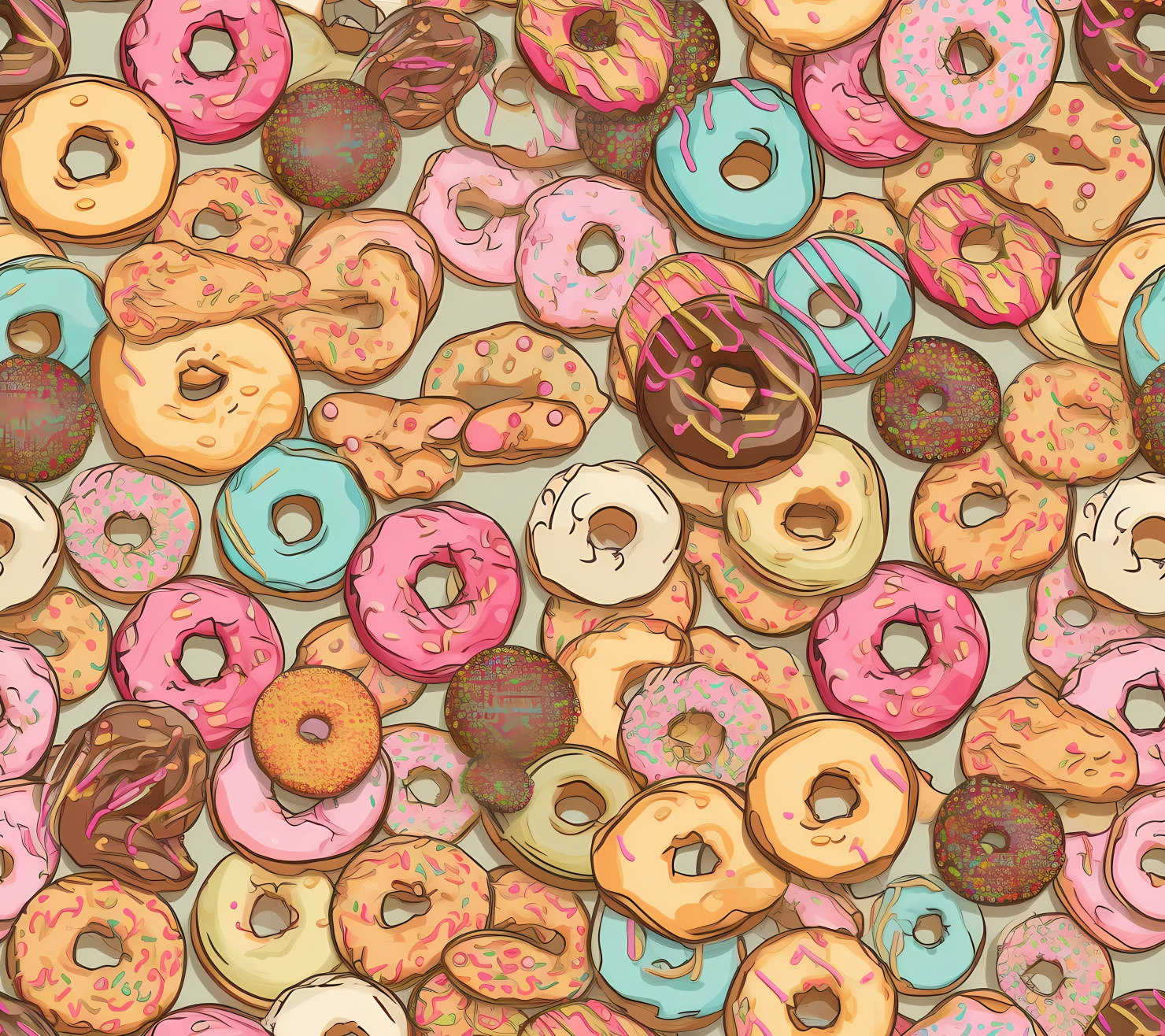 Donut seamless pattern on a light color background #29648