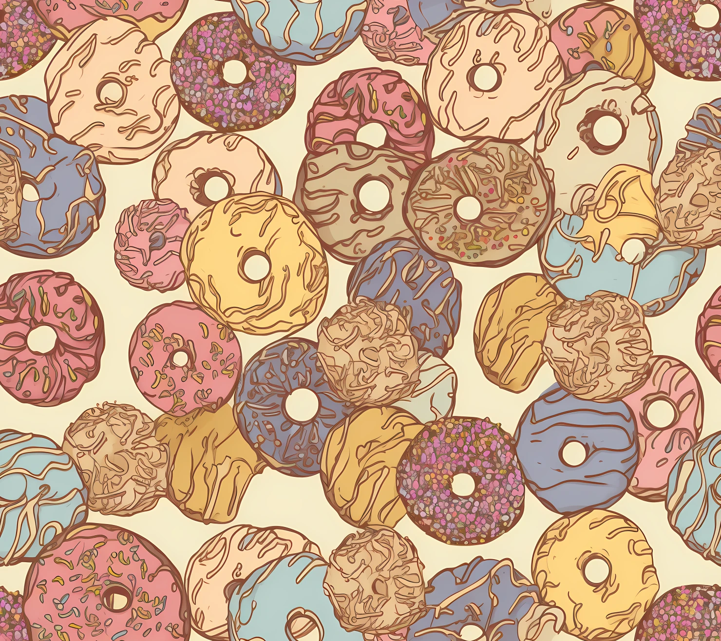 Donut seamless pattern on a light color background #29650