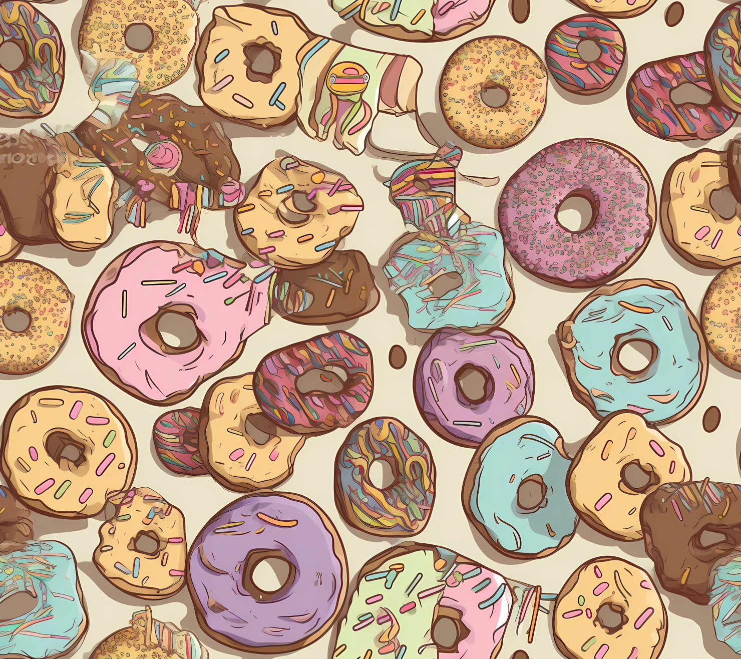 Donut seamless pattern on a light color background #29653