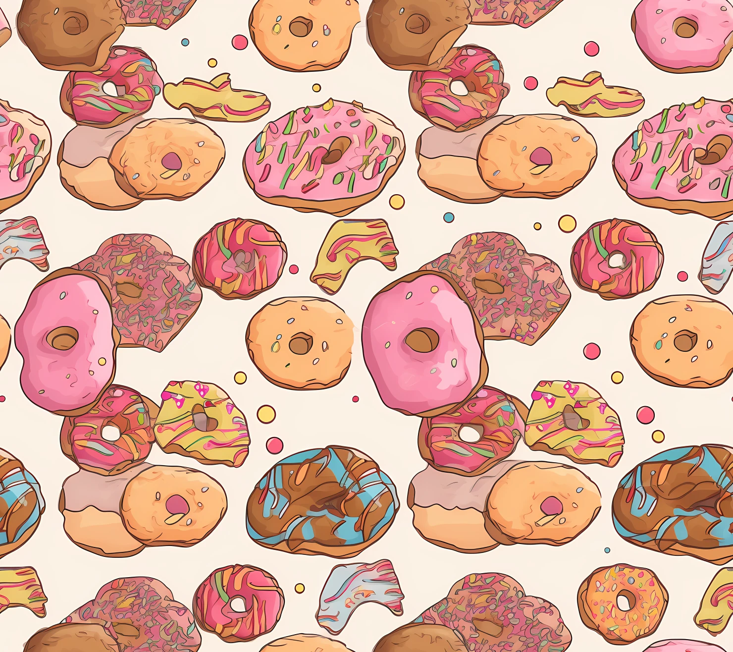 Donut seamless pattern on a light color background #29654