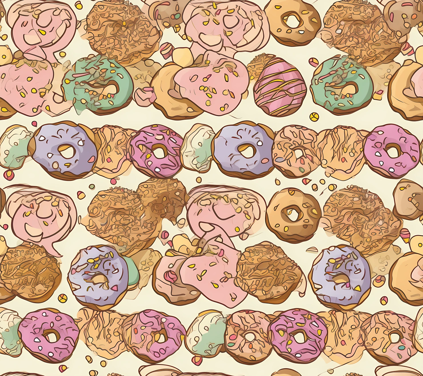 Donut seamless pattern on a light color background #29656