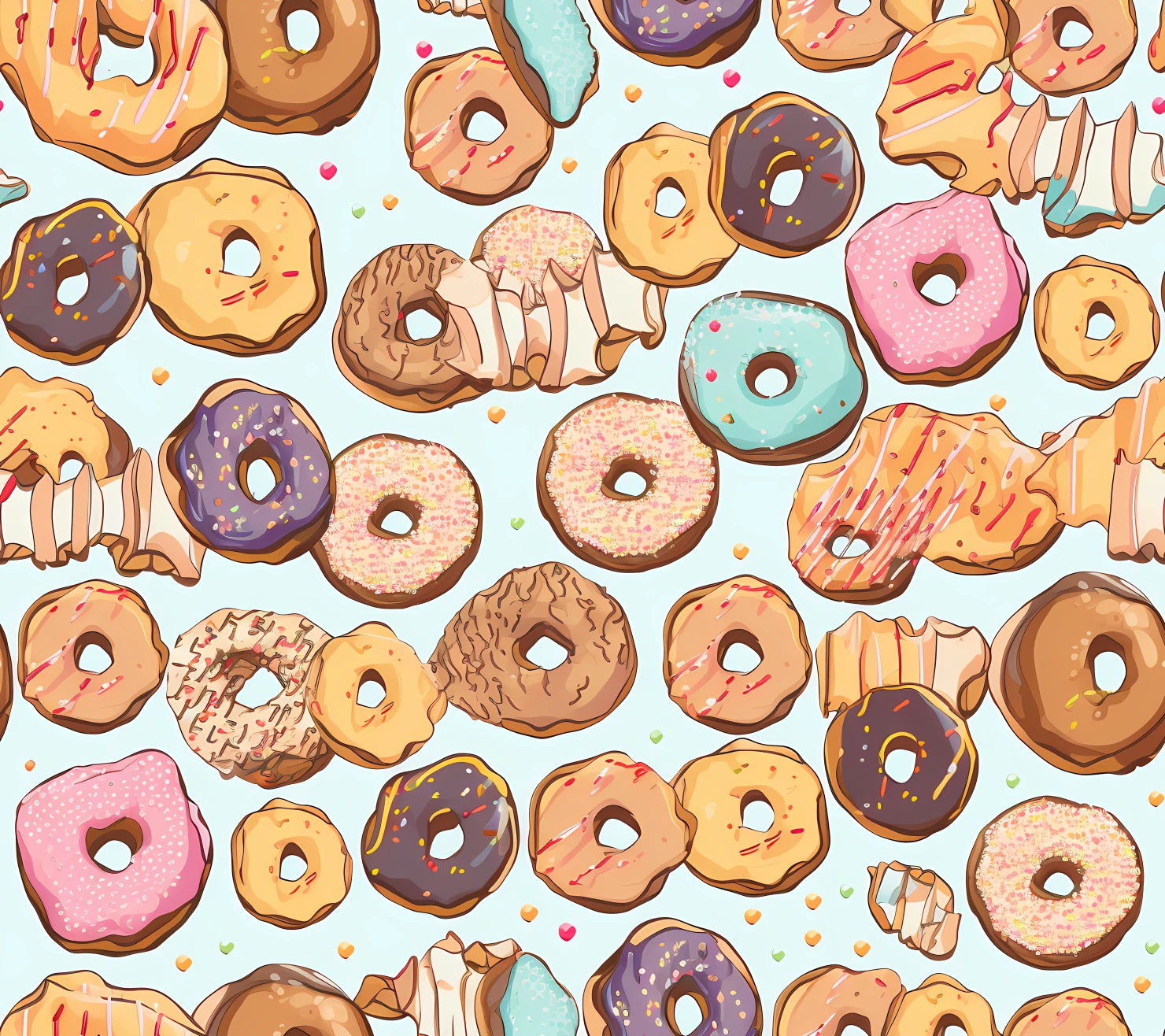 Donut seamless pattern on a light color background #29657