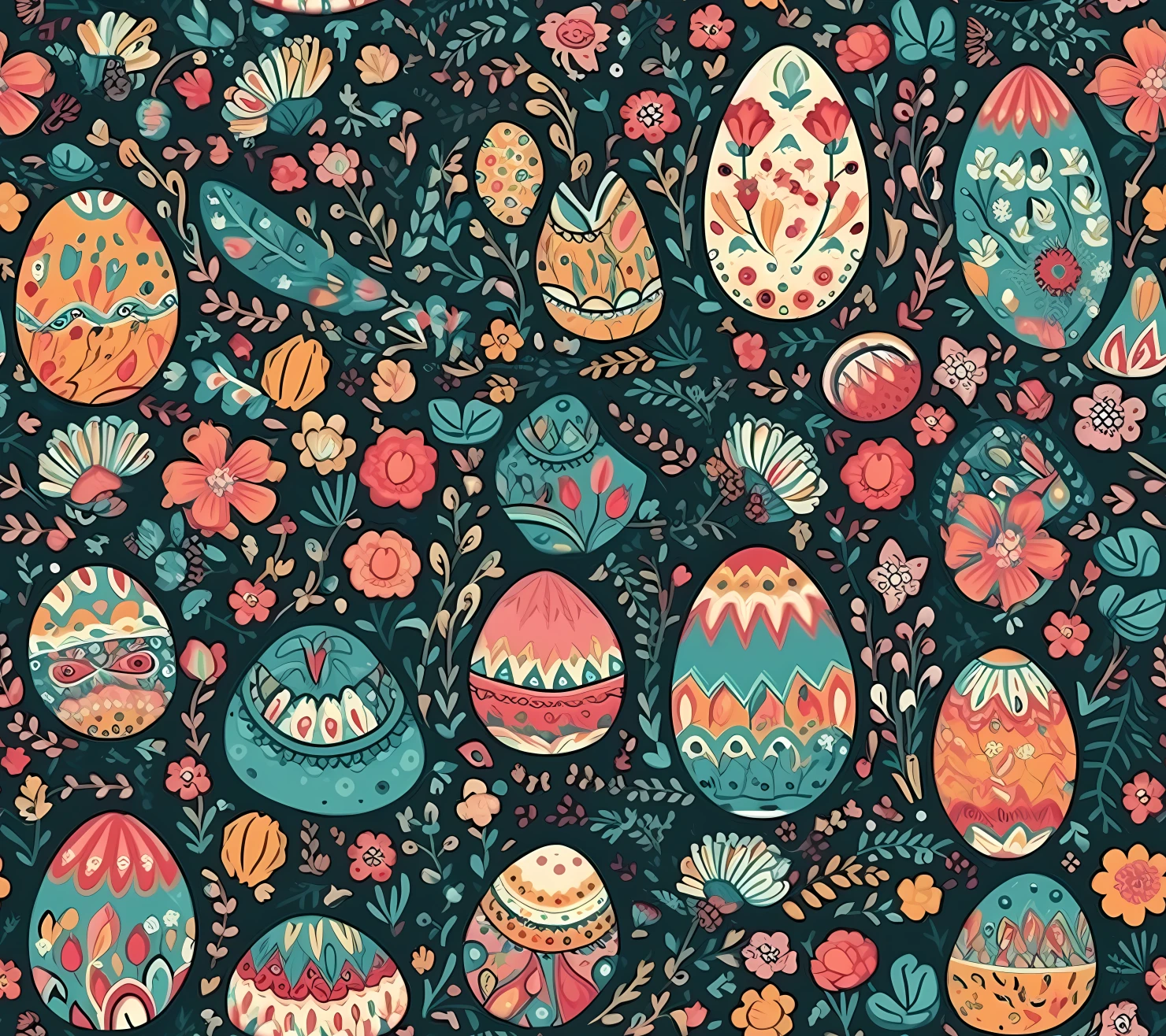 Colorful Easter eggs seamless pattern on a light color background #29658