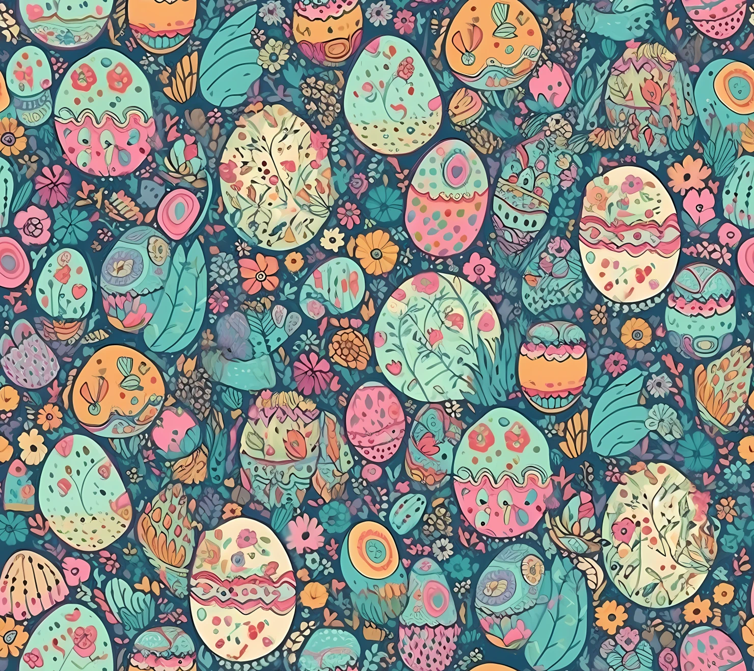 Colorful Easter eggs seamless pattern on a light color background #29659