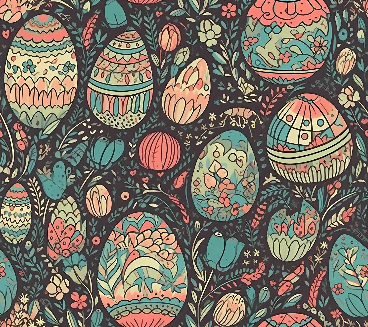 Colorful Easter eggs seamless pattern on a light color background #29660