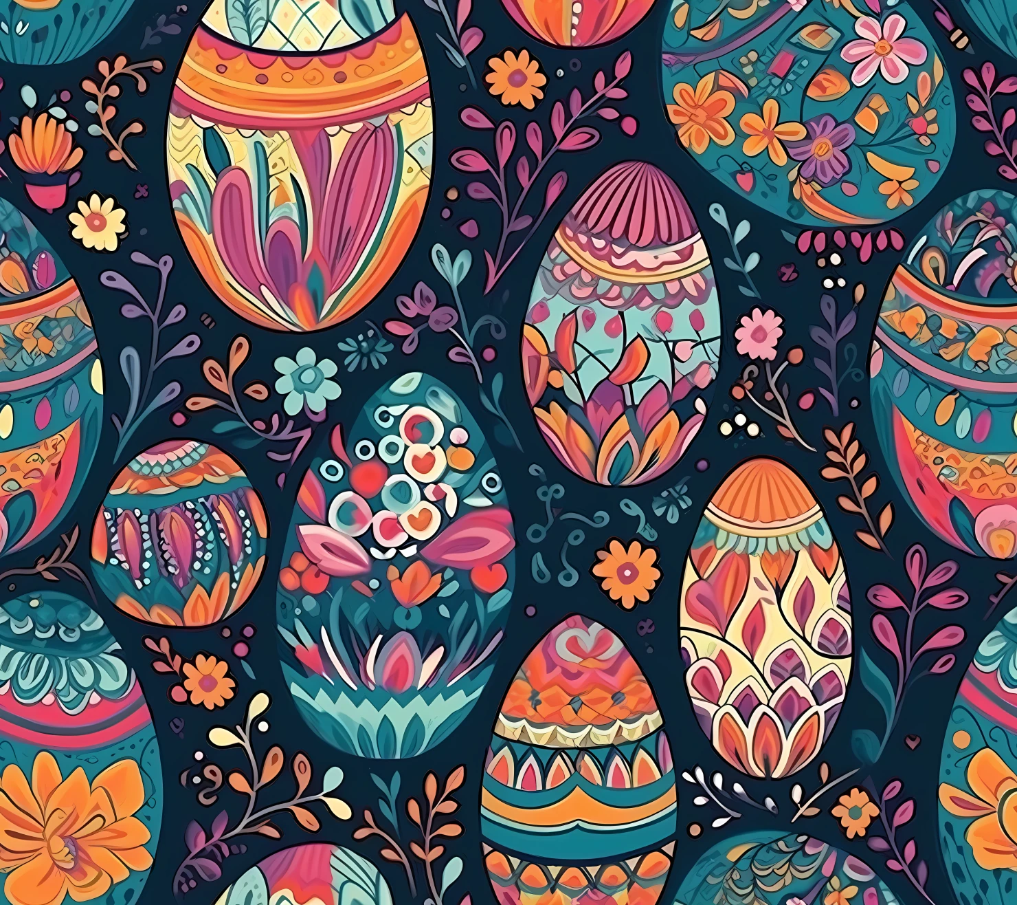 Colorful Easter eggs seamless pattern on a light color background #29661