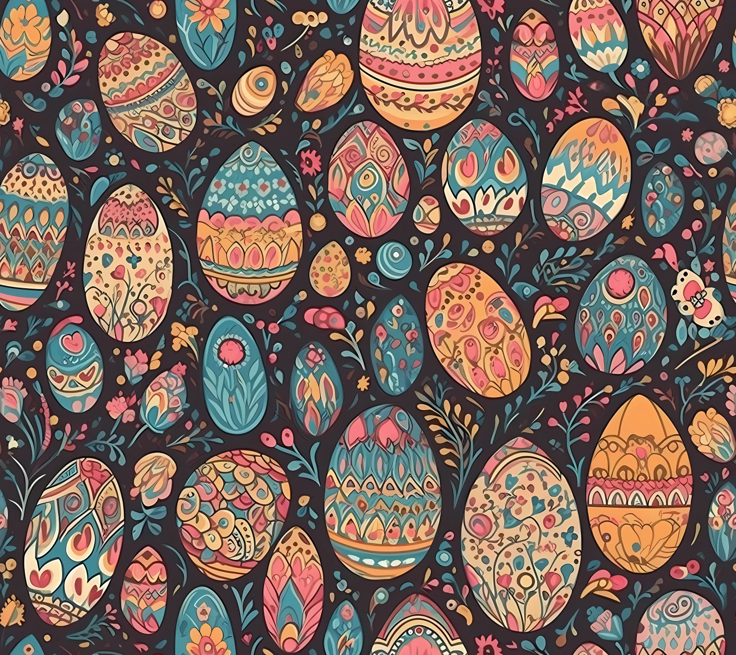 Colorful Easter eggs seamless pattern on a light color background #29662