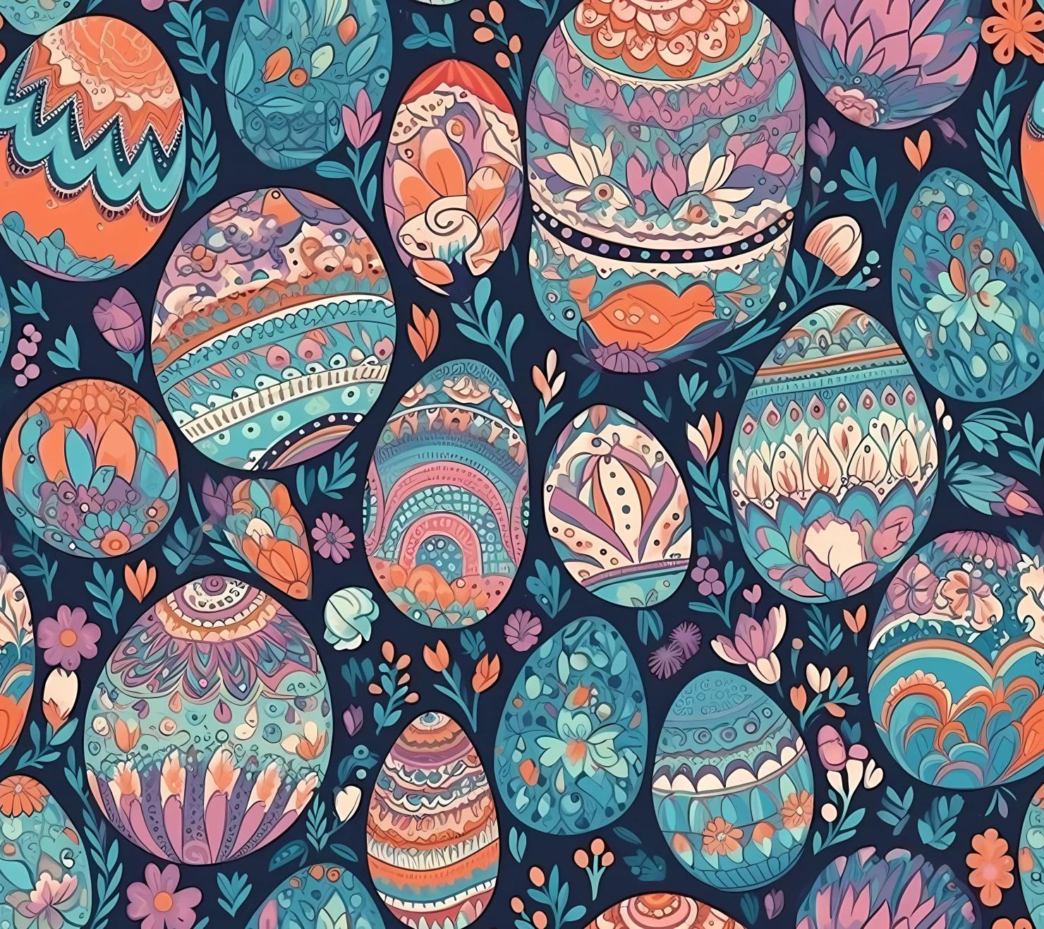 Colorful Easter eggs seamless pattern on a light color background #29663