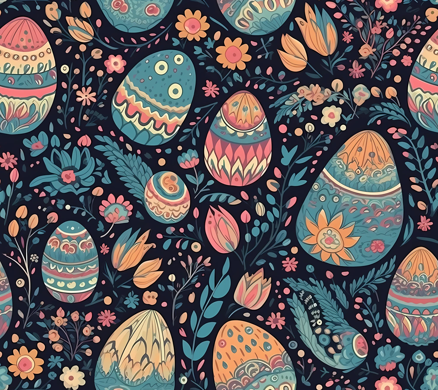 Colorful Easter eggs seamless pattern on a light color background #29667