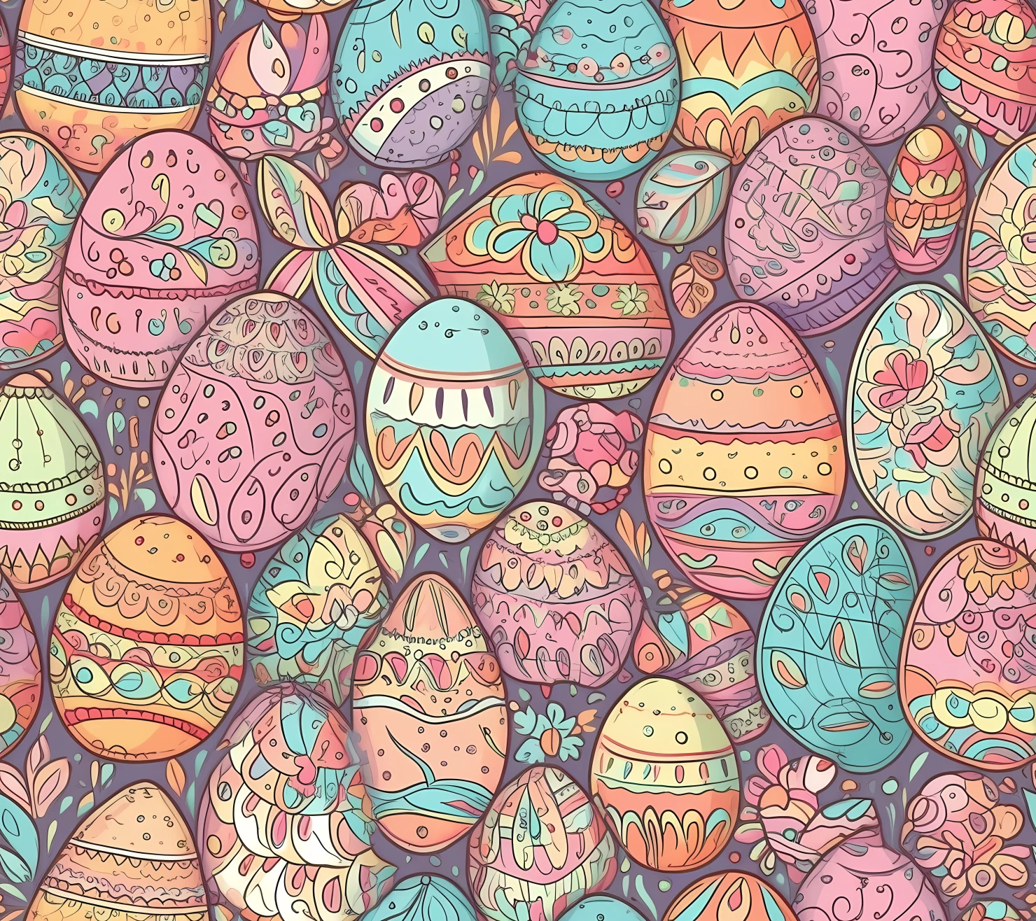 Colorful Easter eggs seamless pattern on a light color background #29668