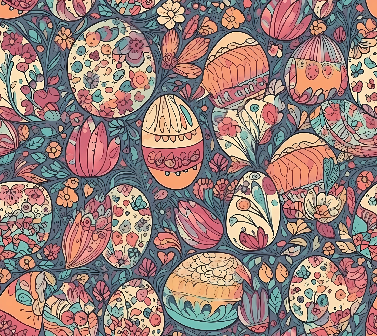 Colorful Easter eggs seamless pattern on a light color background #29669