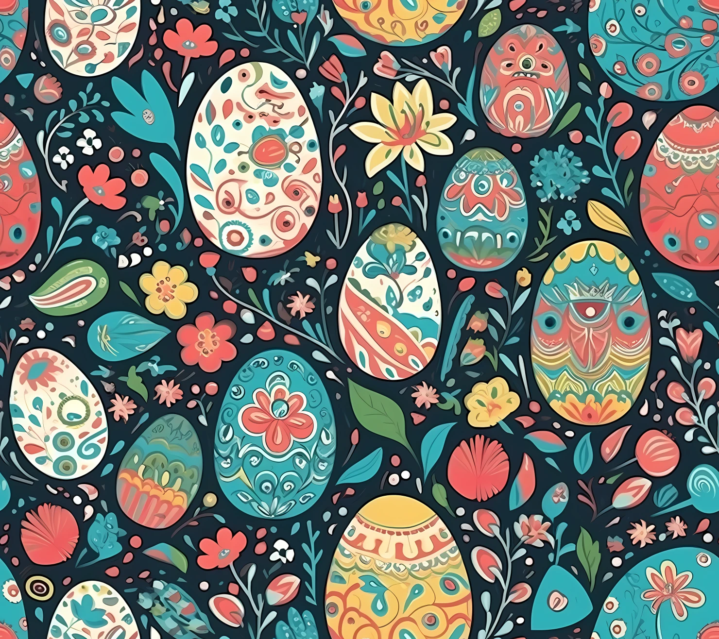 Colorful Easter eggs seamless pattern on a light color background #29671
