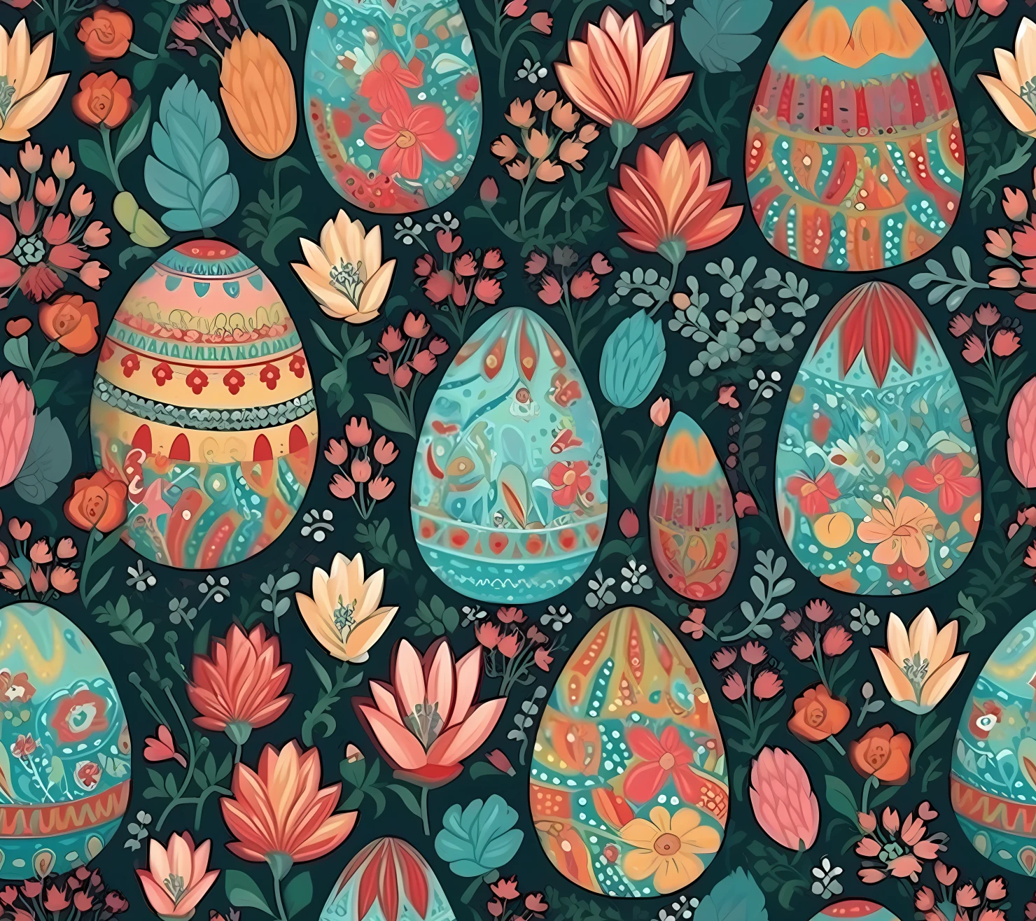 Colorful Easter eggs seamless pattern on a light color background #29672
