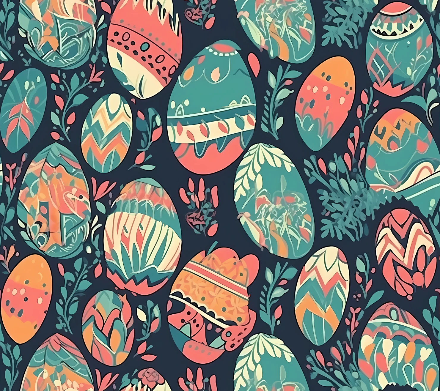Colorful Easter eggs seamless pattern on a light color background #29674