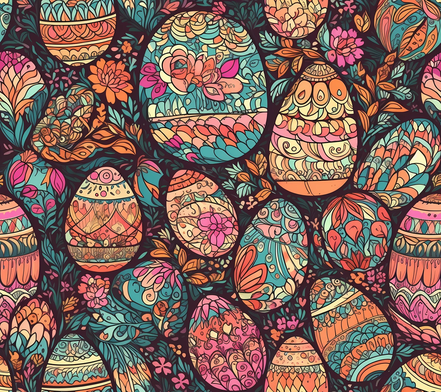 Colorful Easter eggs seamless pattern on a light color background #29675