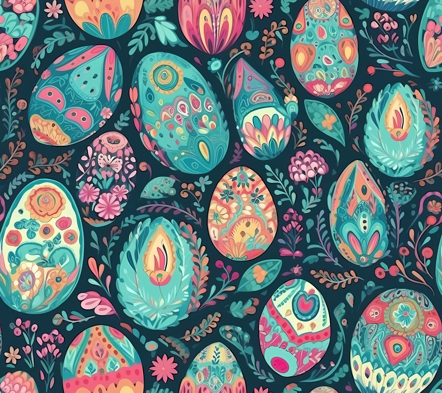 Colorful Easter eggs seamless pattern on a light color background #29677