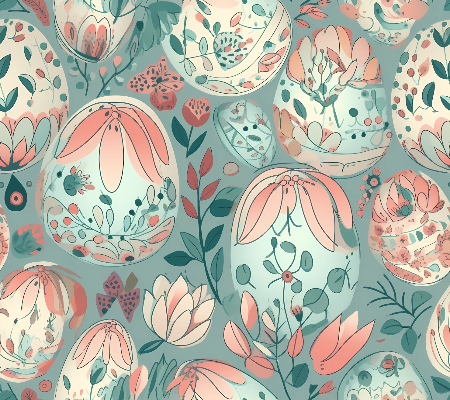Colorful Easter eggs seamless pattern on a light color background #29678