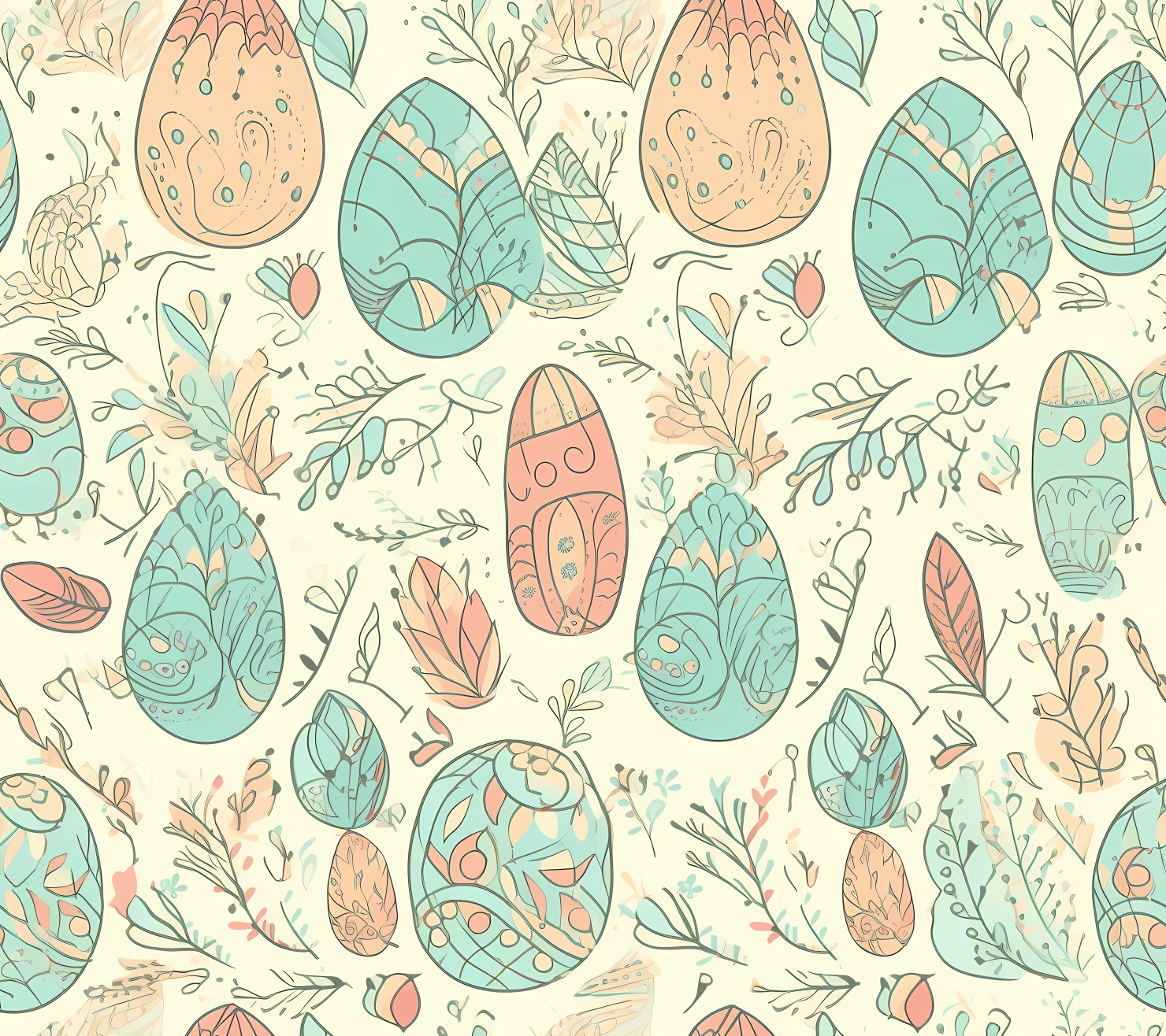 Colorful Easter eggs seamless pattern on a light color background #29679