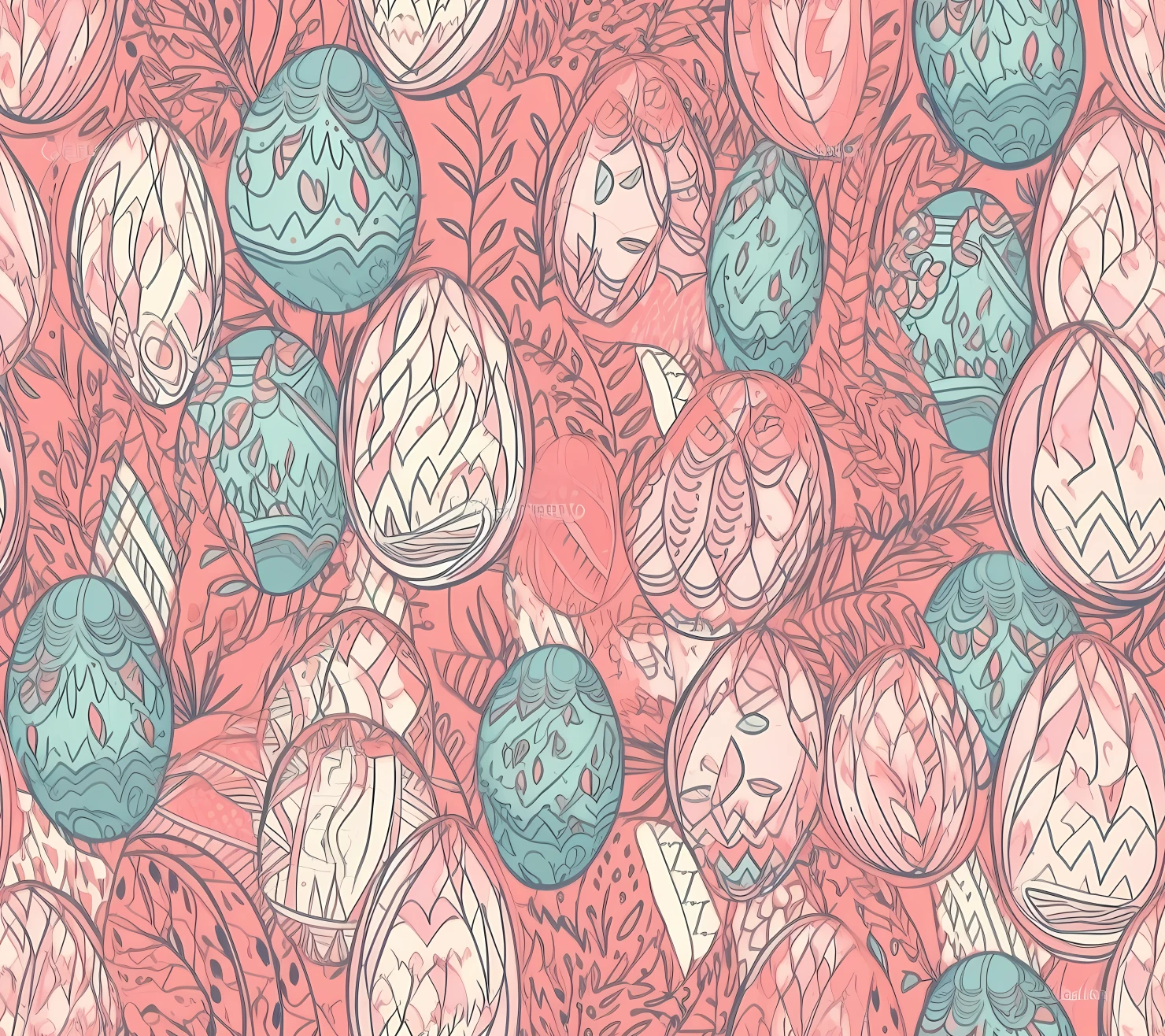 Colorful Easter eggs seamless pattern on a light color background #29680