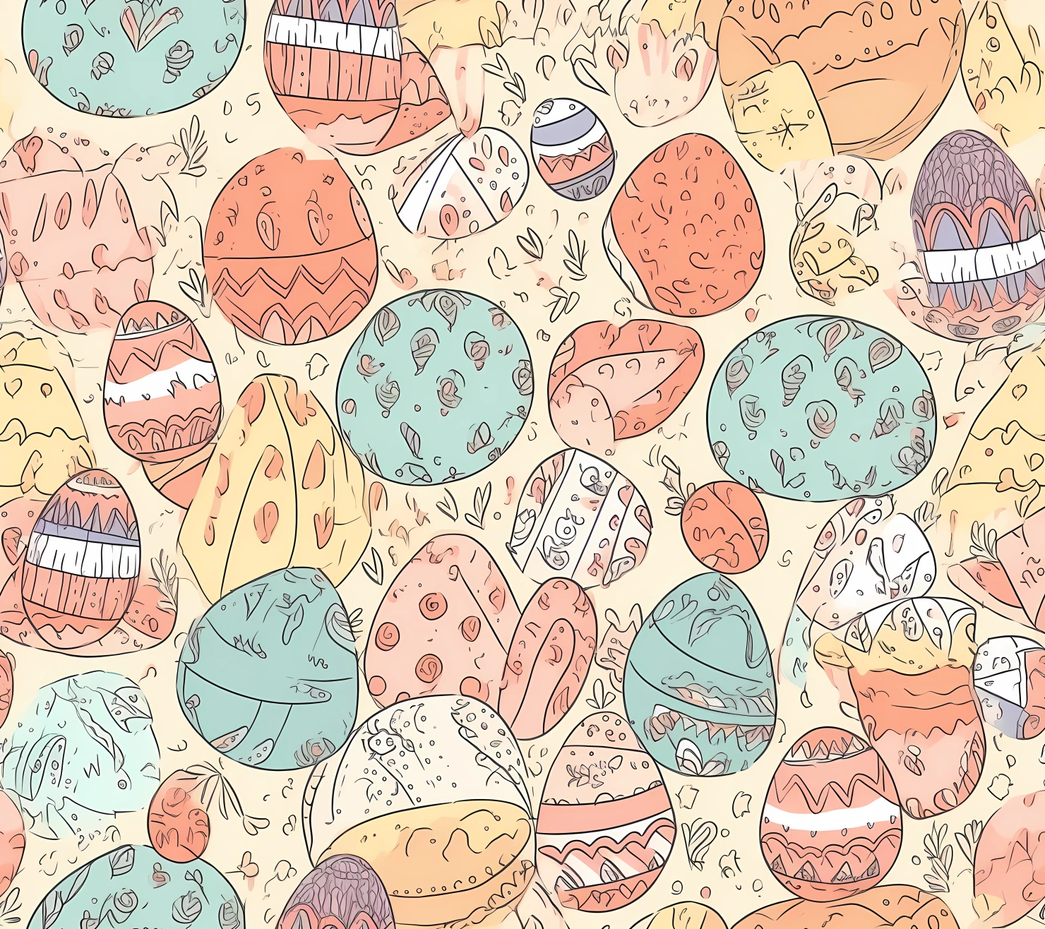 Colorful Easter eggs seamless pattern on a light color background #29681