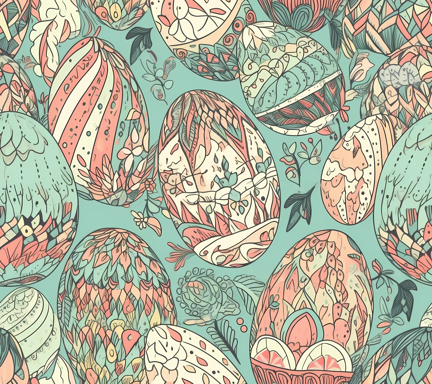 Colorful Easter eggs seamless pattern on a light color background #29682