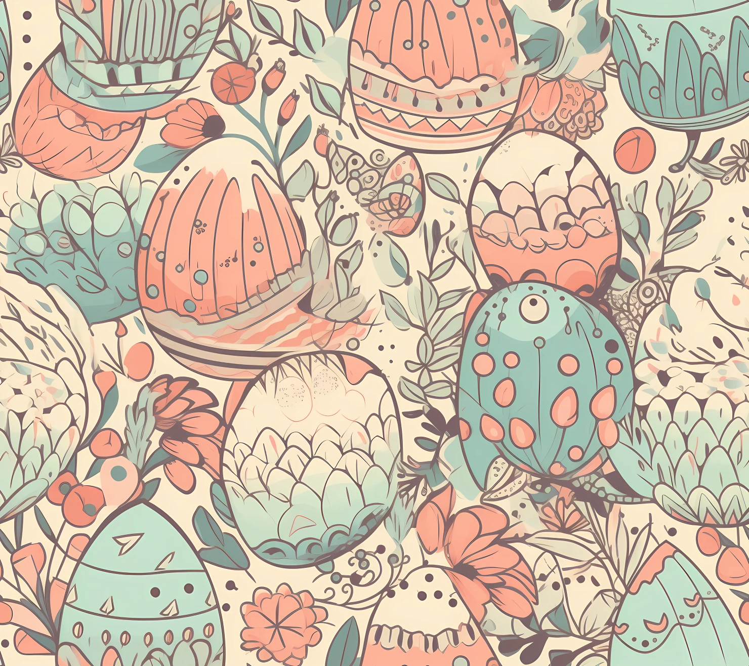 Colorful Easter eggs seamless pattern on a light color background #29683