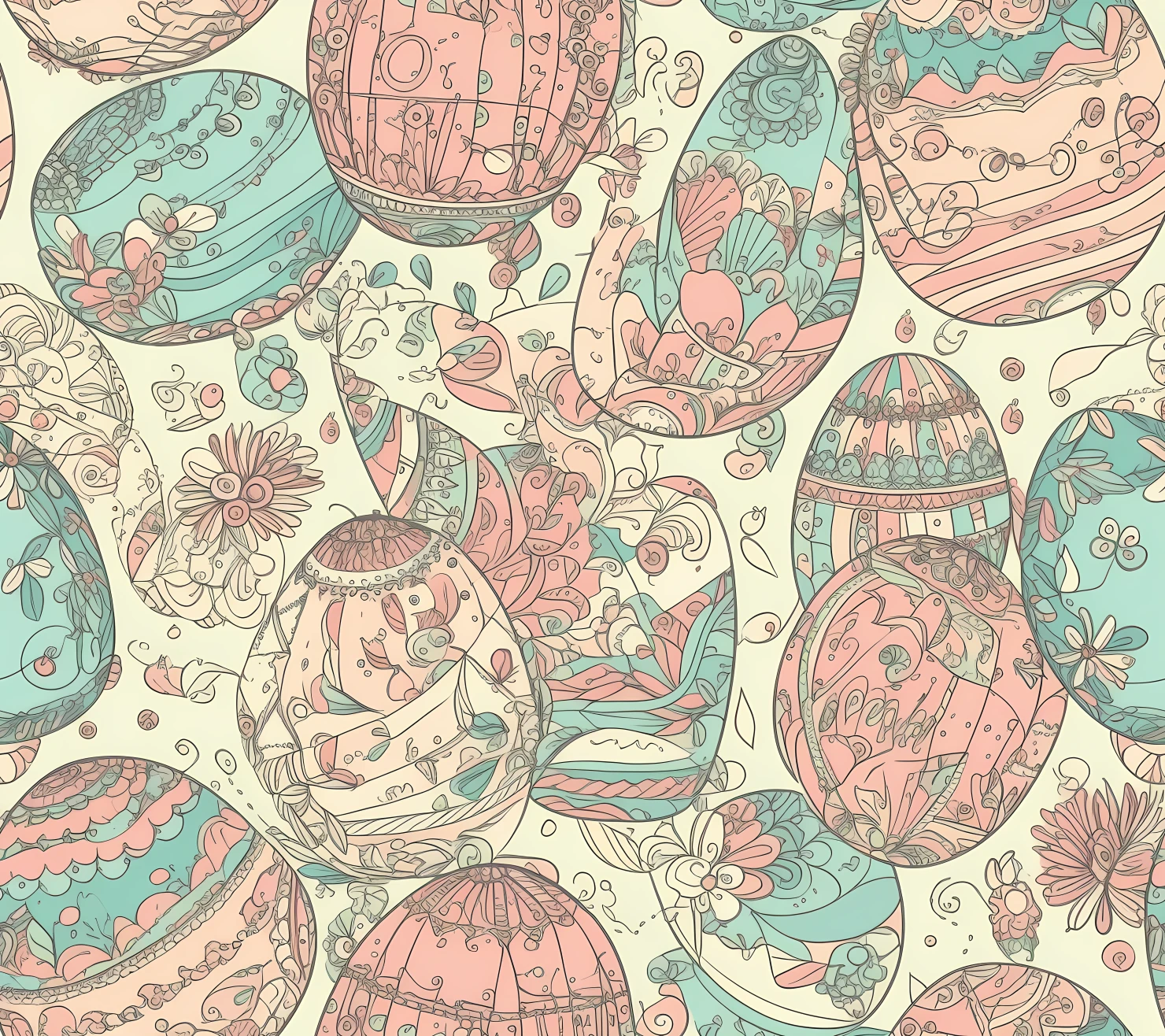 Colorful Easter eggs seamless pattern on a light color background #29684