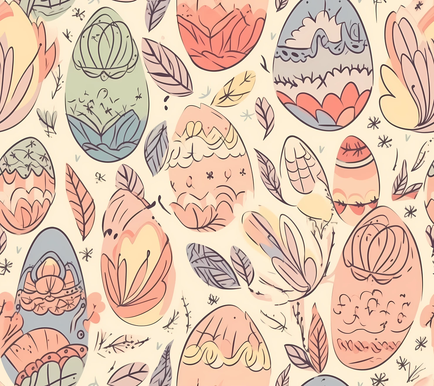 Colorful Easter eggs seamless pattern on a light color background #29685