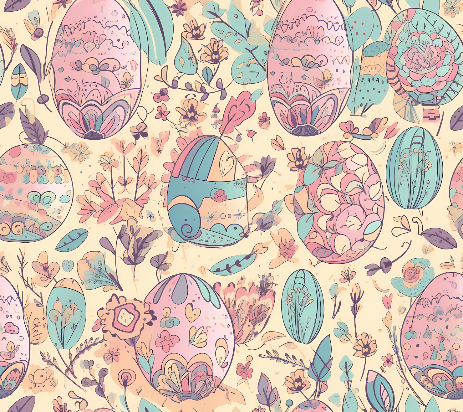 Colorful Easter eggs seamless pattern on a light color background #29687