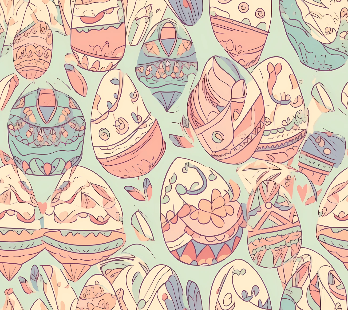 Colorful Easter eggs seamless pattern on a light color background #29688