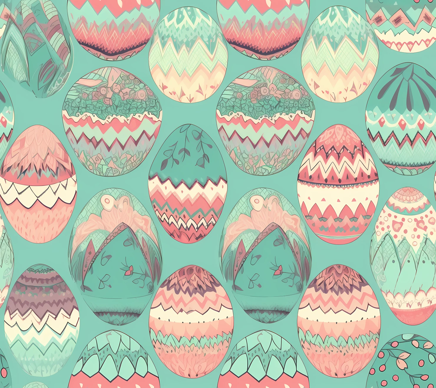 Colorful Easter eggs seamless pattern on a light color background #29689