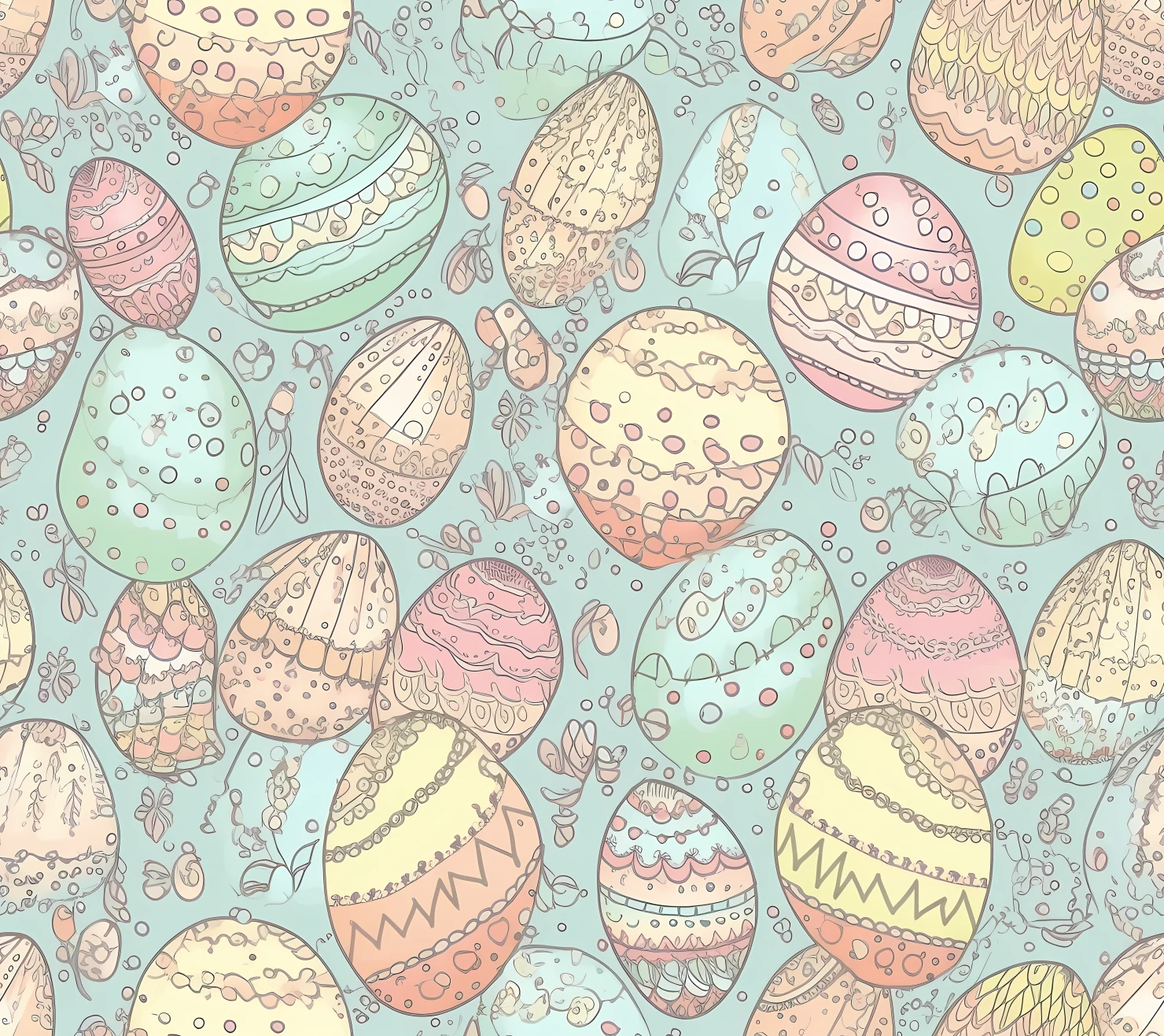 Colorful Easter eggs seamless pattern on a light color background #29695
