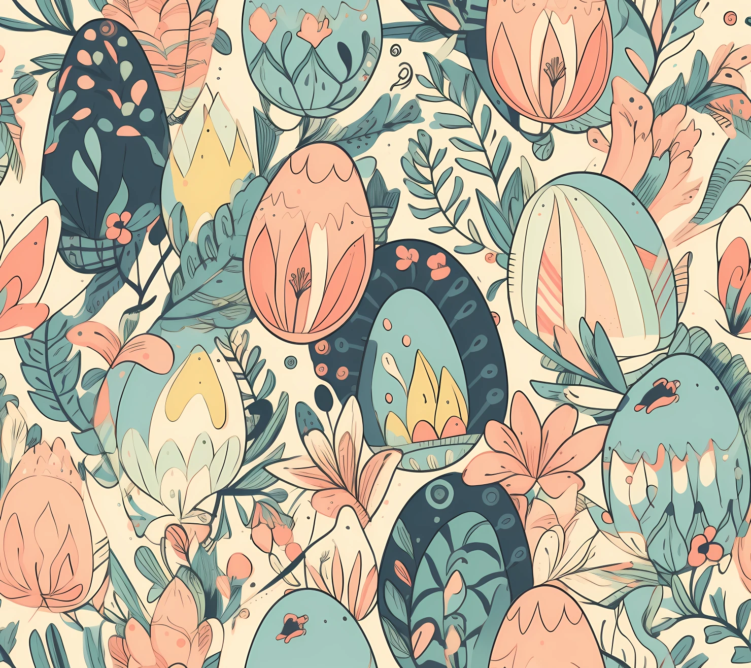 Colorful Easter eggs seamless pattern on a light color background #29696