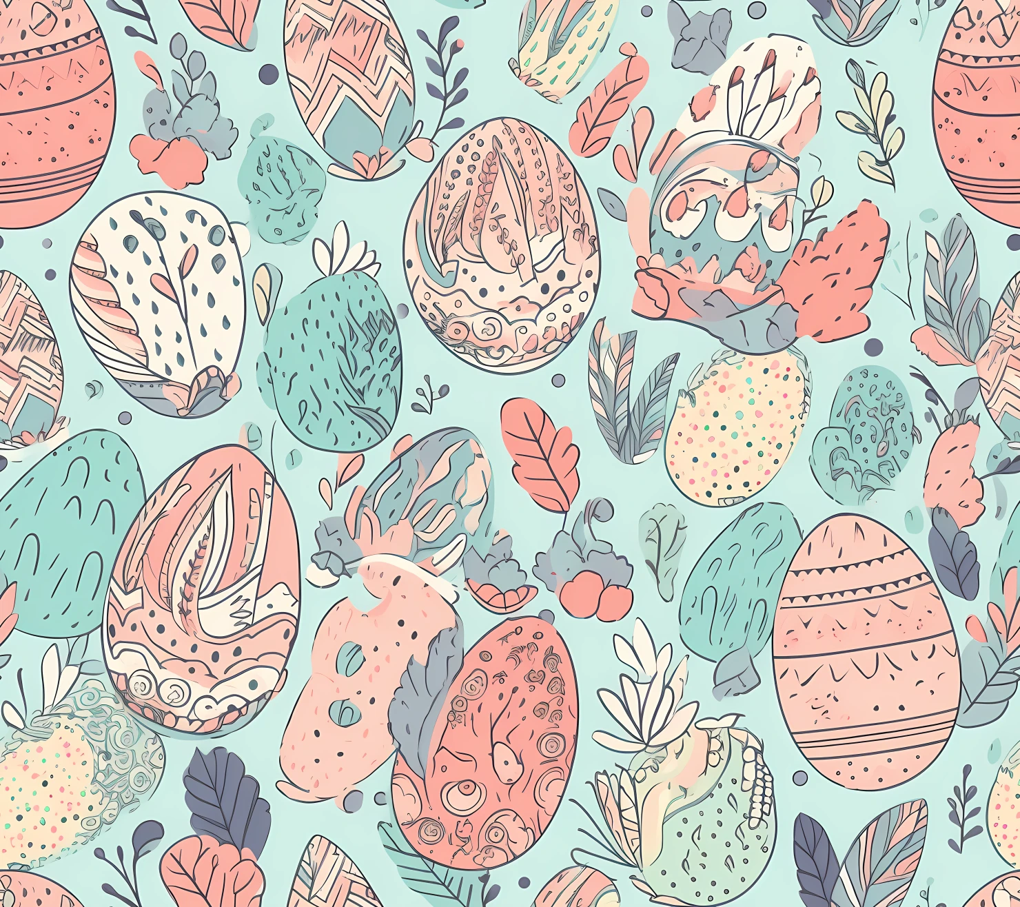 Colorful Easter eggs seamless pattern on a light color background #29697