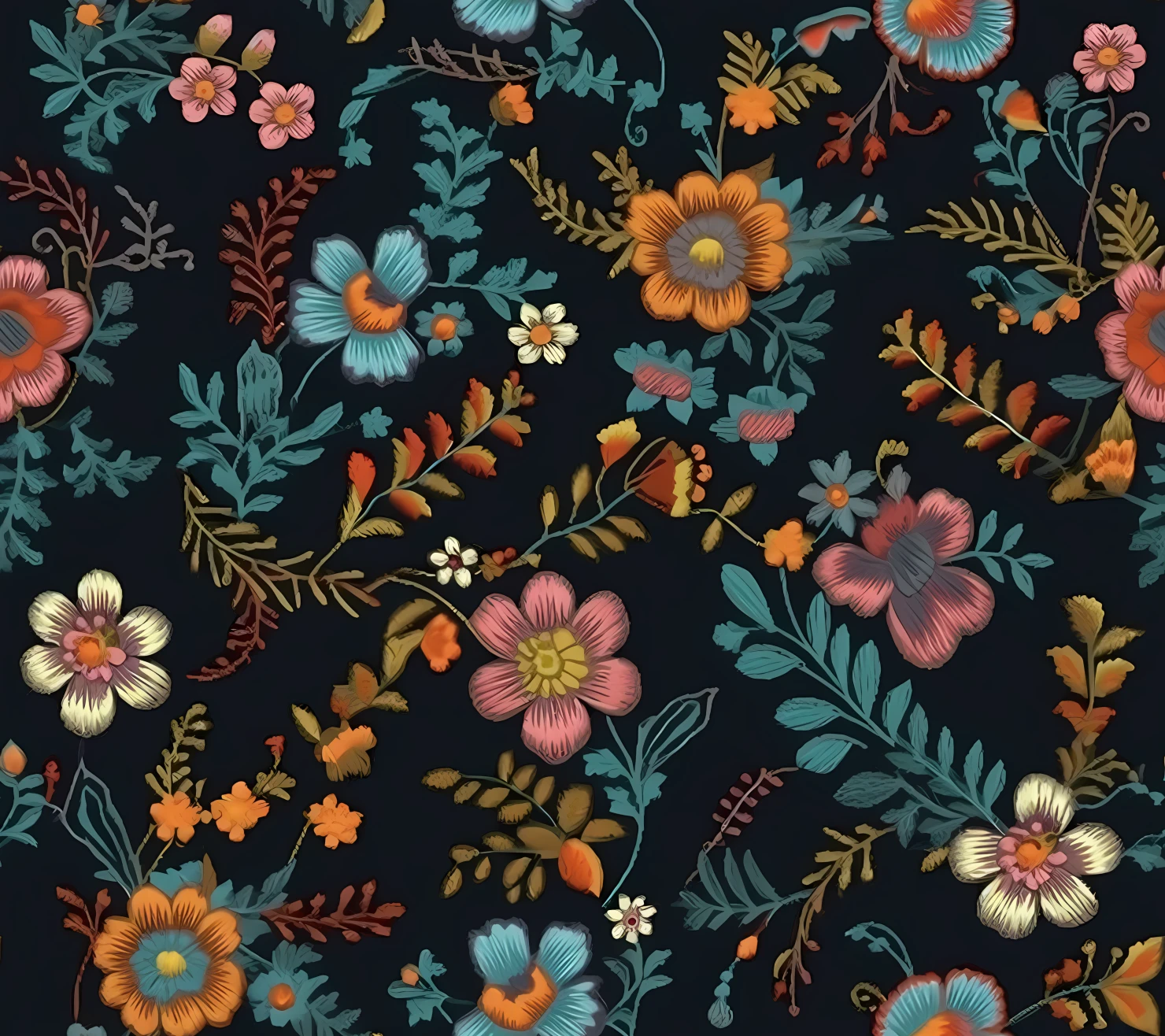 Embroidered flowe seamless pattern on a light color background #29710